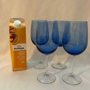 Four Vintage Greenbrier, international blue wine glasses